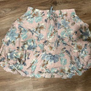Whiteroom + Cactus Purple Floral Ruffle skirt - Size Small
